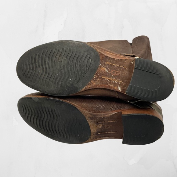 UGG Leather Riding Boots Women’s 8 Brown Tall Harness Zip Equestrian - Picture 3 of 13